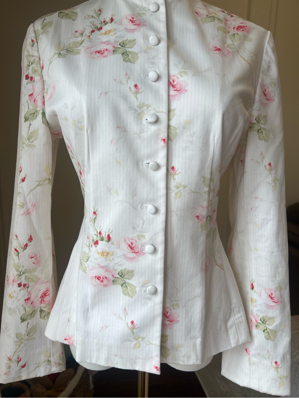 Ralph Lauren Rose Print Blazer Coquette Bridgerton Victorian Sz S 2003 - Picture 3 of 7